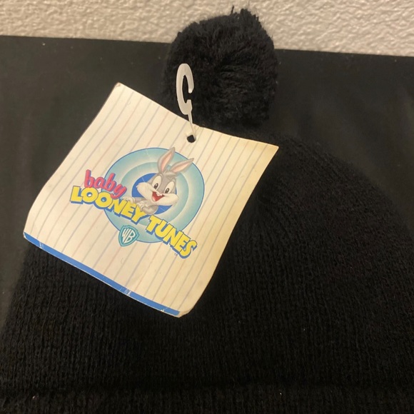 Vintage Baby Looney Tunes Tweety Bird Beanie Hat Baby Childs Knit Black 1998 - Picture 3 of 6